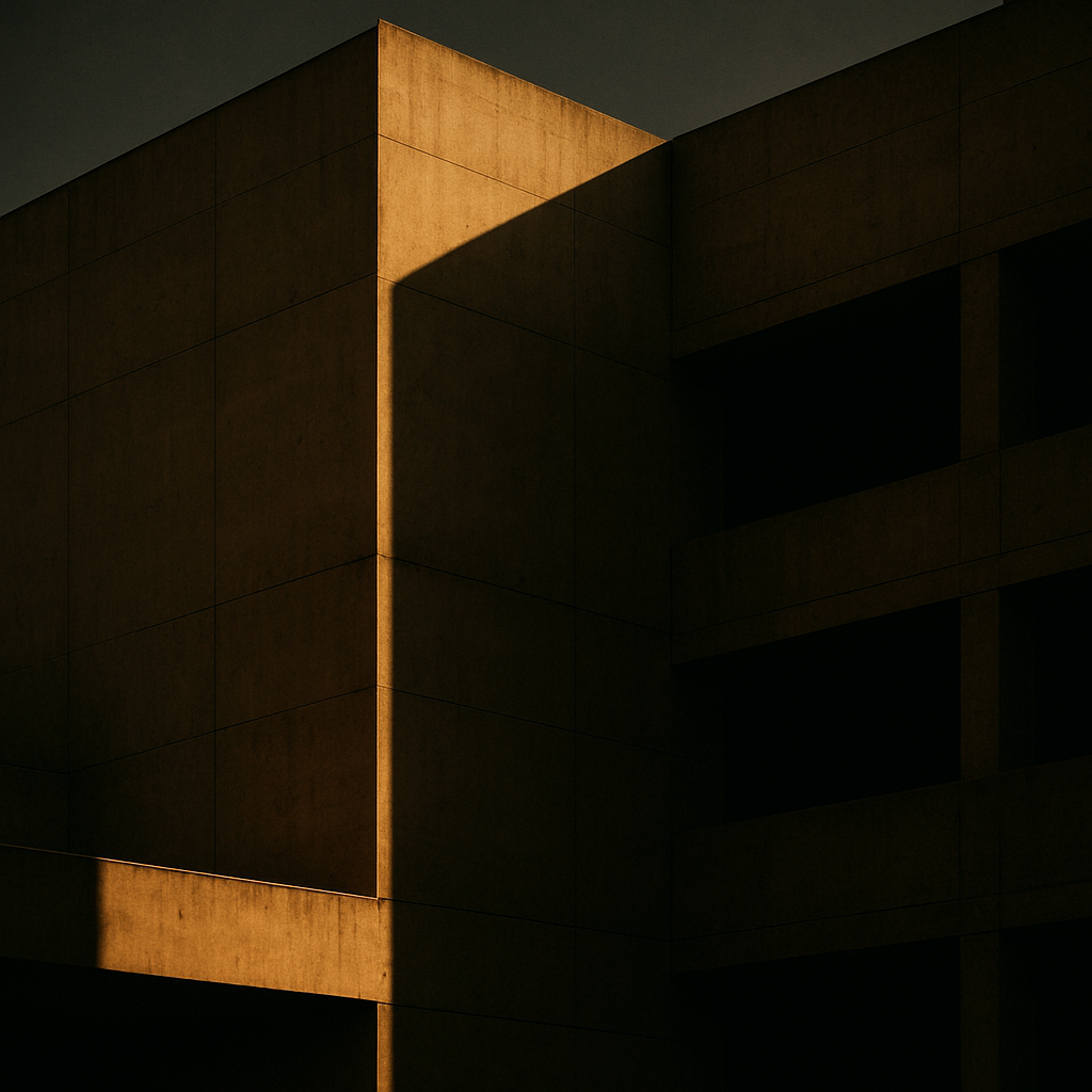 Minimalistische Architekturfotografie im goldenen Abendlicht